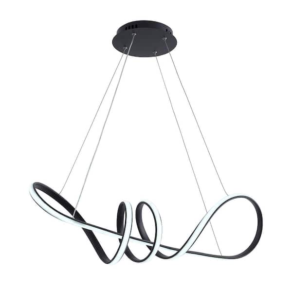 aiwen 40-Watt 1-Light Modern Geometric Black Integrated LED Chandelier Creative Design Ceiling Hanging Light