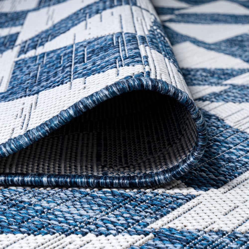 Andratx 8' x 10' Blue Geometric Synthetic Indoor/Outdoor Rug