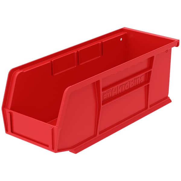 AkroMils AkroBin 4.1 in. 10 lbs. Storage Tote Bin in Red with 0.5 Gal