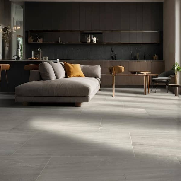 Malahari Greige 24 in. x 48 in. Lapato Porcelain Stone Look Floor and Wall Tile (15.71 sq. ft./Case)