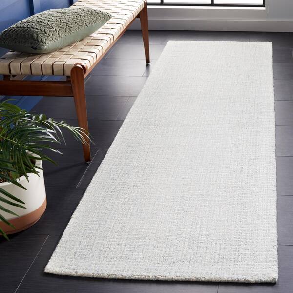Abstract 2 x 10 Light Gray/Ivory Crosshatch Runner Rug