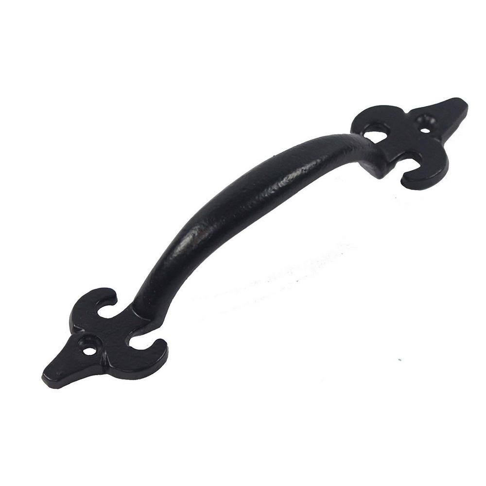 Antique pull handle black Small 4" Fleur de lys fencing gate metal 