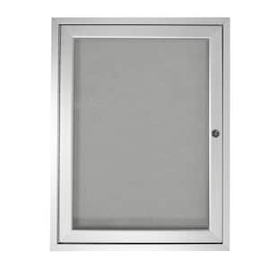 3 x 2 ft.  Vinyl Enclosed Bulletin Board, 1 Door, Satin Aluminum Frame, Silver