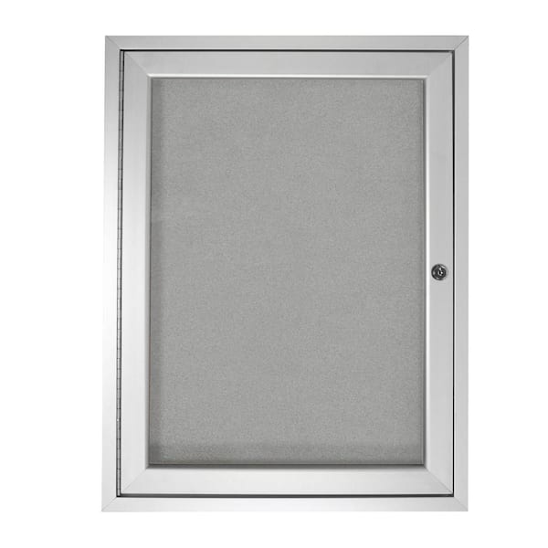 ghent 3 x 2 ft. Vinyl Enclosed Bulletin Board, 1 Door, Satin Aluminum Frame, Silver