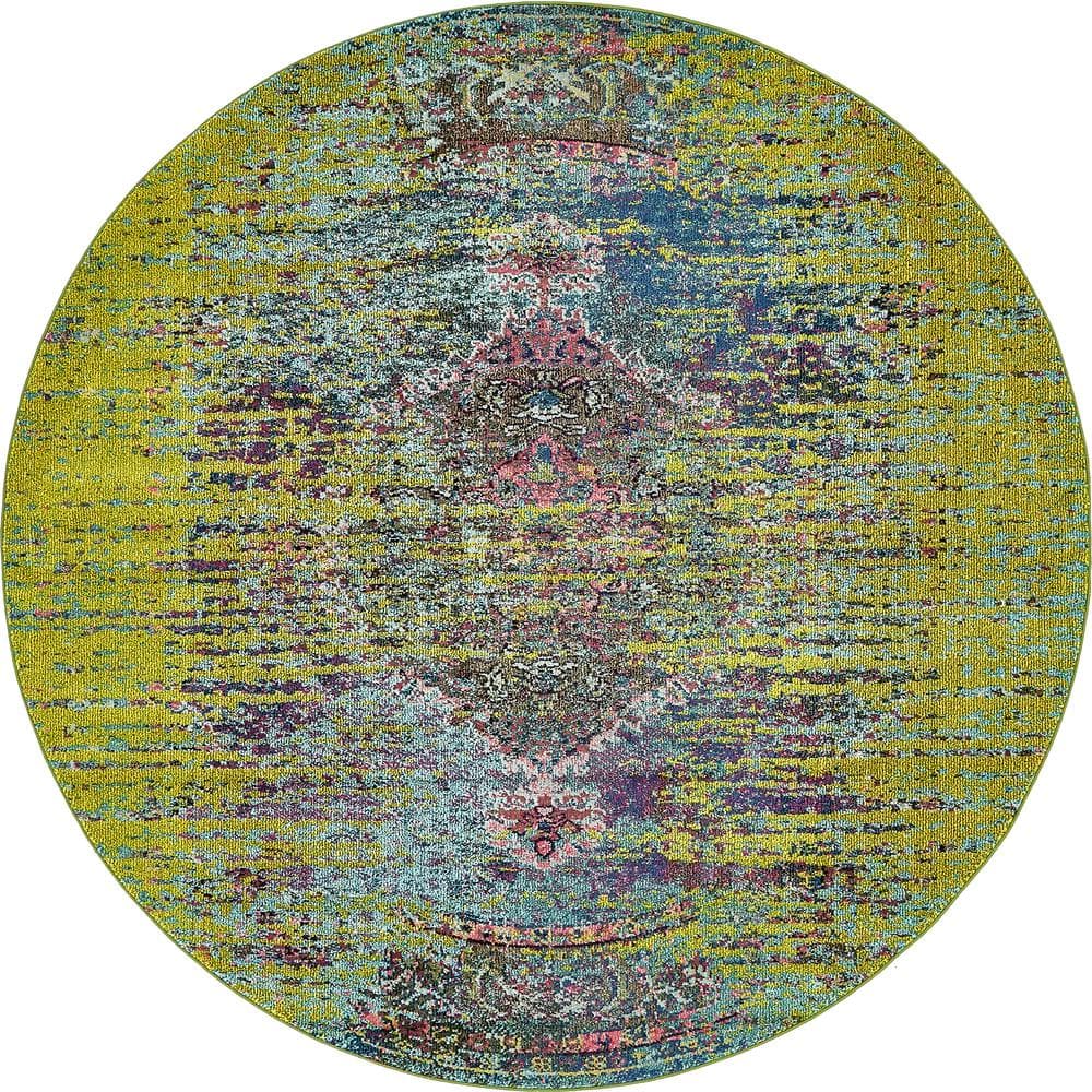 Unique Loom Vita Warhol Green 8' 0 x 8' 0 Round Rug 3140011 The Home