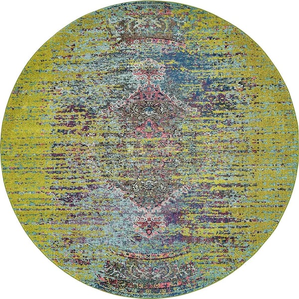 Unique Loom Vita Warhol Green 8' 0 x 8' 0 Round Rug