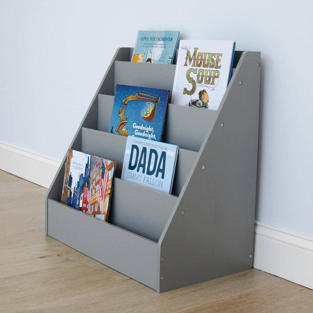 Camden Children's Wooden Bookcase Storage Rack with 5 Tiers, 24 in. W, Grey