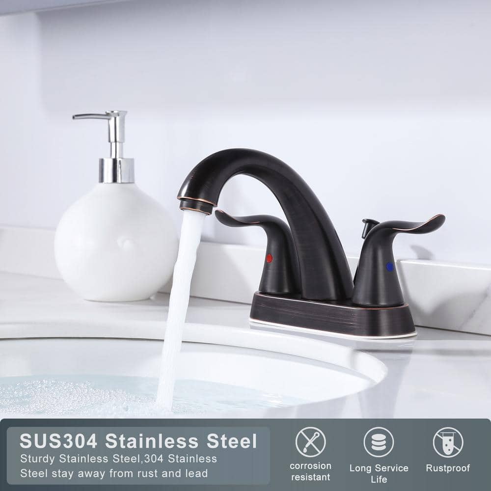 Oil Rubbed Bronze Double Handle High Arc Bathroom Faucet