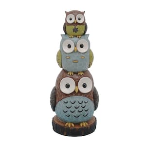 17.75 in. H Stacking Owls Sculpture Statue