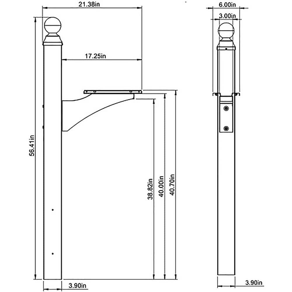 Landover Bronze Aluminum Mailbox Post with Finial
