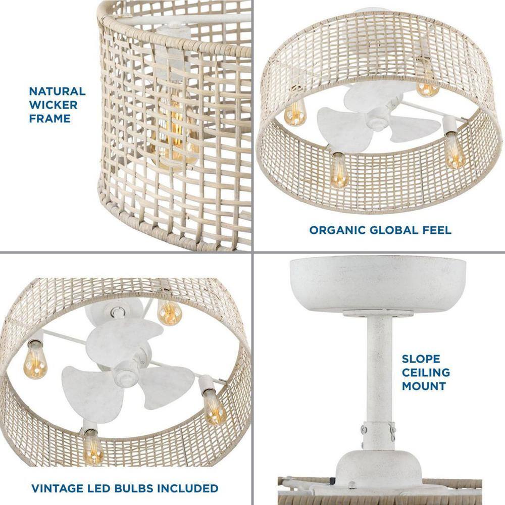 Belva 25.25-Inch Cottage White Coastal Ceiling Fan with LED Light