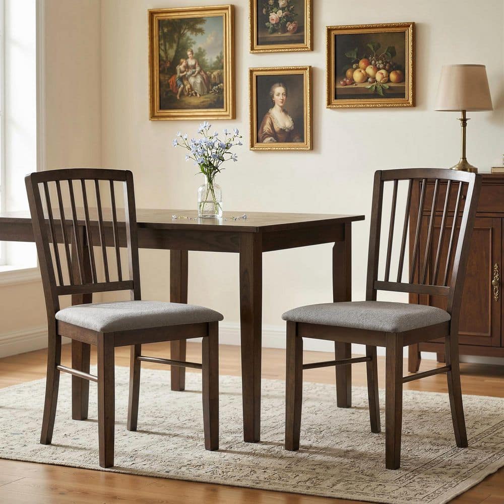 Burn Brown Linen Upholstered Farmhouse Dining Chair (Set of 2)