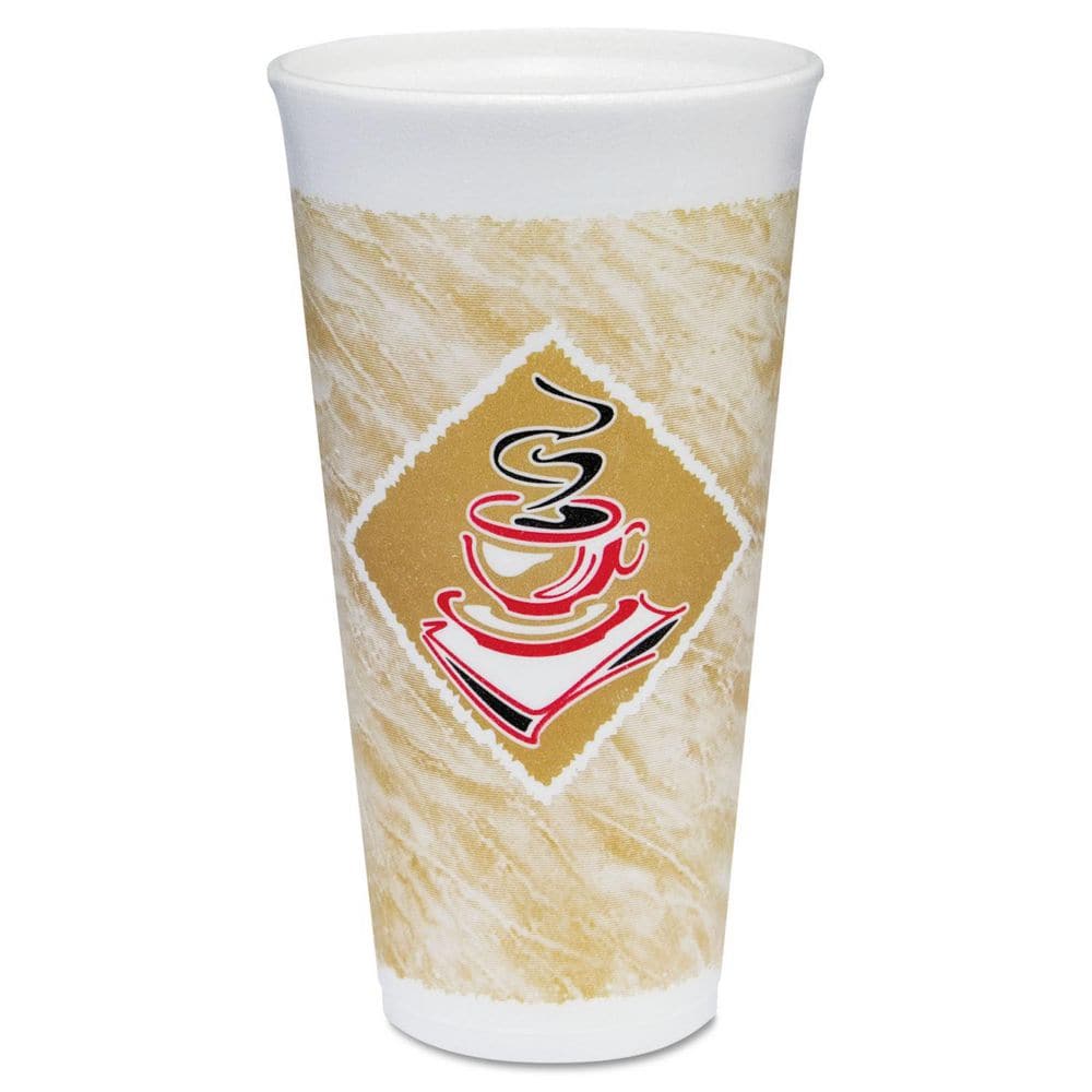 Cafe G 20 oz. Brown/Red/White Disposable Foam Cups Hot/Cold Drinks (500/Car