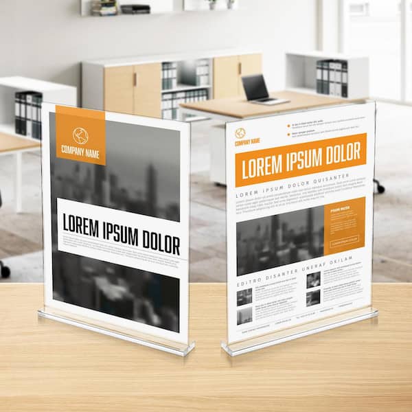 Acrylic Sign Holder 8.5X11 Inches 2 Pack- Double Sided Clear Display Stand Table - View #11