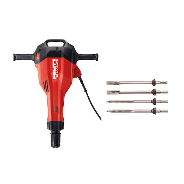 15 Amp 120V TE 2000-AVR Polygon Demolition Jack Hammer Concrete Breaker Kit with Cord and (4) 1 in. Chisels