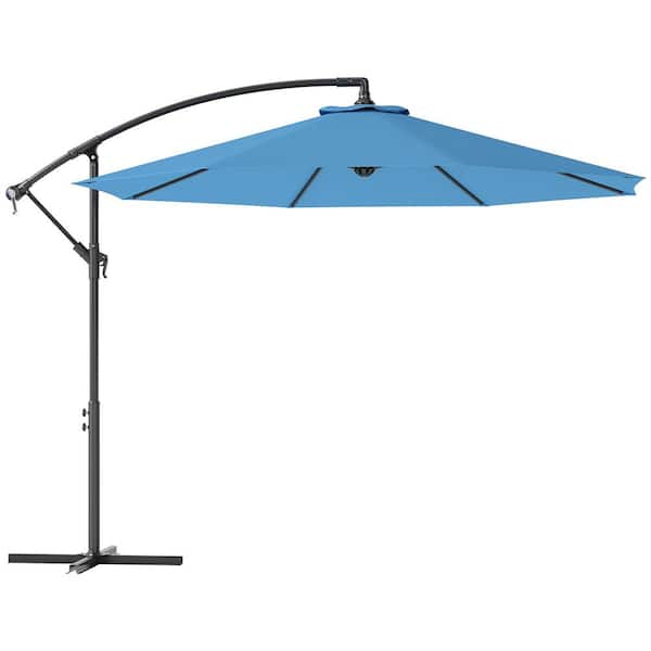 10 ft. Cantilever Hanging Tilt Offset Patio Umbrella with UV & Water Fighting Material (Weight Not Included), Blue
