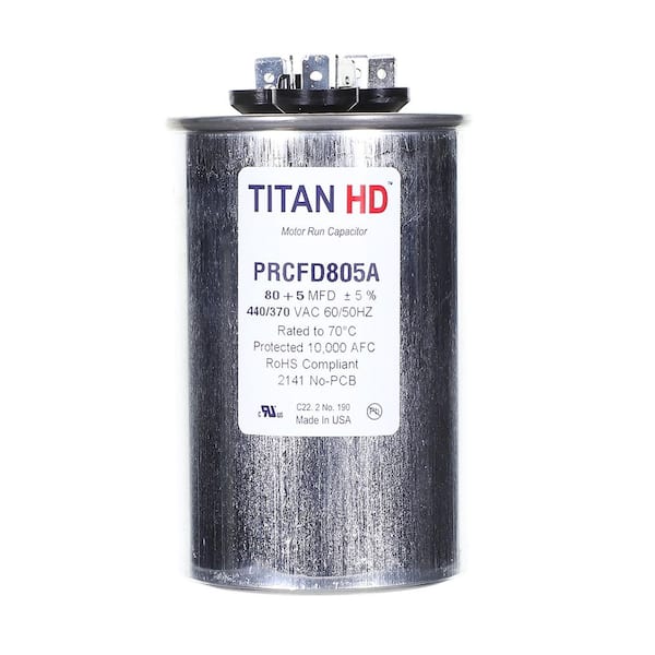 TITAN HD 80 Plus 5 MFD, 440-Volt/370-Volt Dual Voltage Round Run Capacitor