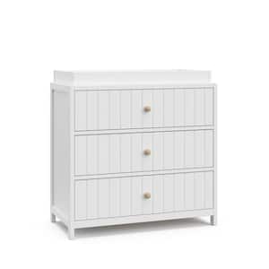 Teddi White 3-drawer Dresser 35.51 in Wide with Changing Topper