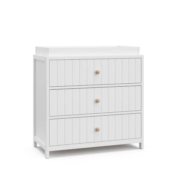 Teddi White 3 drawer Dresser 35.51 in Wide with Changing Topper