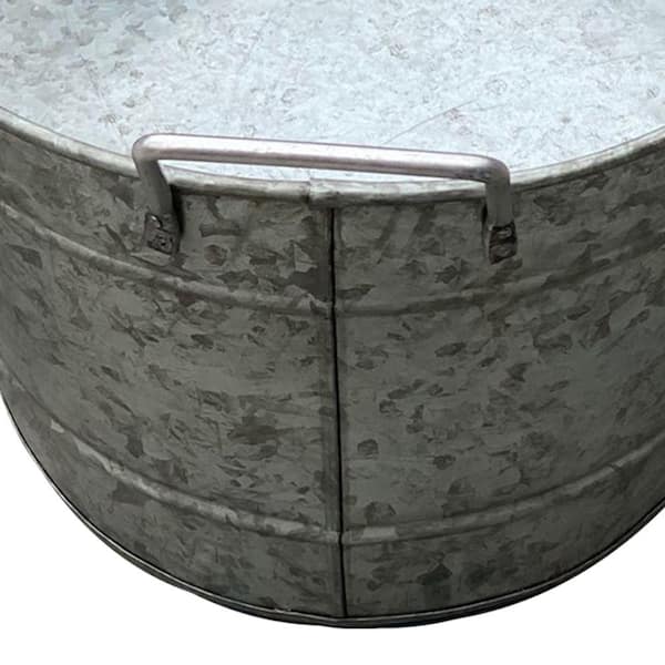 12 inch Round Galvanized Metal Tub with Side Handles - SageBaskets