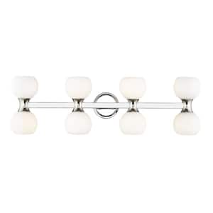 Artemis 6.5 in. 8 Light Chrome Vanity Light with Matte Opal Glass Shade with No Bulbs Included