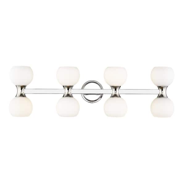 Unbranded Artemis 6.5 in. 8 Light Chrome Vanity Light with Matte Opal Glass Shade with No Bulbs Included
