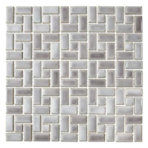 Merola Tile Hudson Spiral Grey Eye 6 in. x 6 in. Porcelain Mosaic Take Home Tile Sample