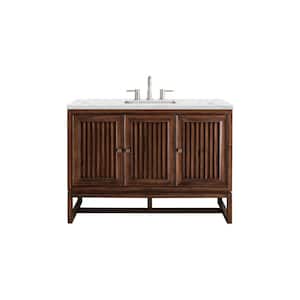 Athens 48 in. W x 23.5 in. D x 34.5 in. H Bathroom Vanity in Mid Century Acacia with Ethereal Noctis Quartz Top