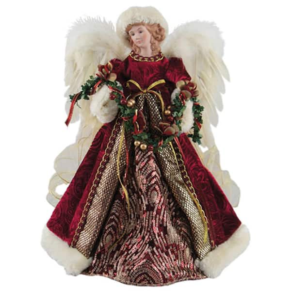 Santa's Workshop 16 in. Burgundy And Cream Angel 3140 - The Home Depot