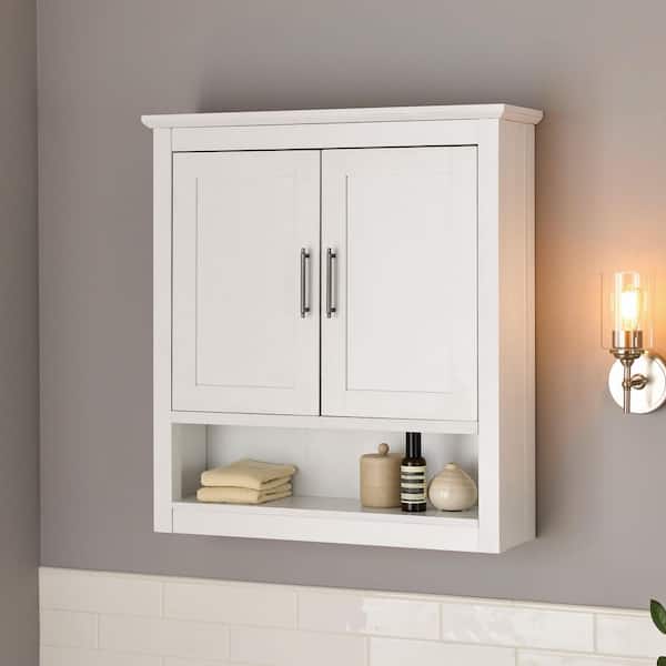 29.41 in. W x 8.78 in. D x 32 in. H Bathroom Storage Wall Cabinet in White