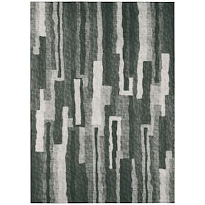 Bravado Black 3 ft. x 5 ft. Geometric Indoor/Outdoor Washable Area Rug