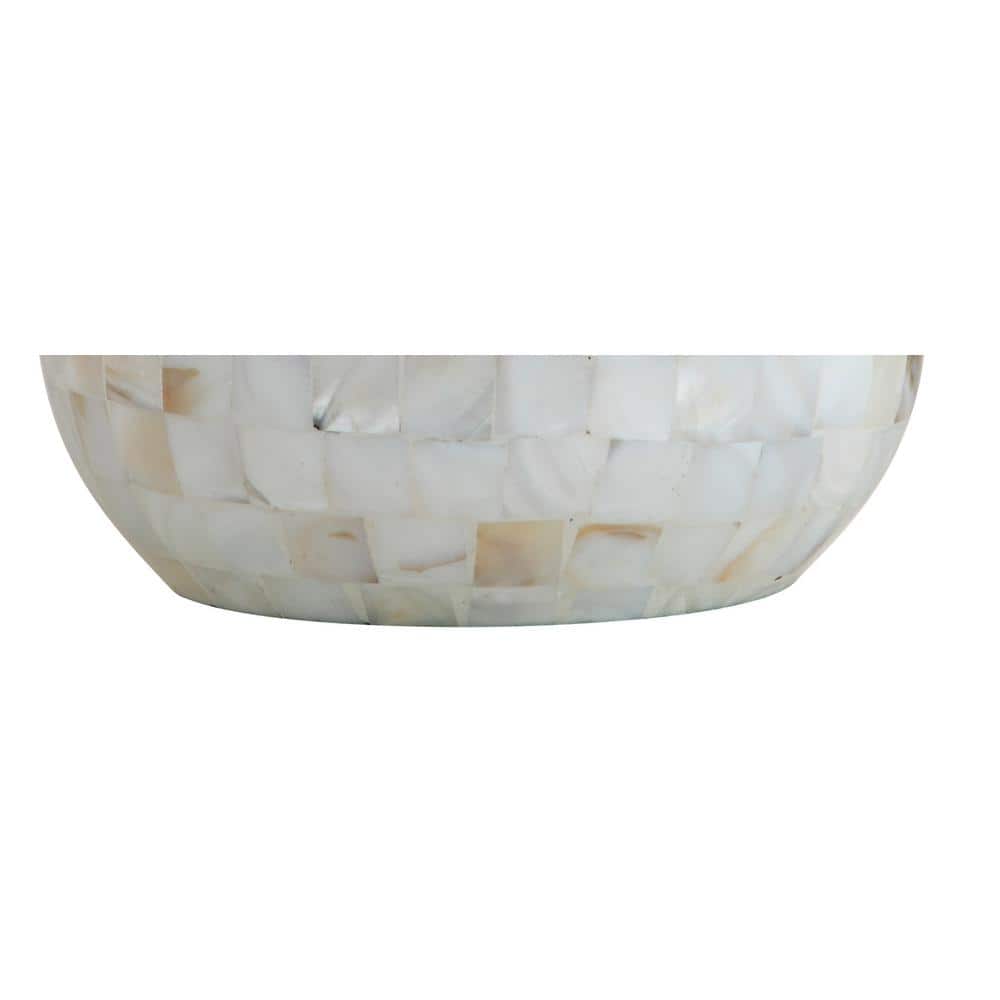 Ivory Capiz Shell Mosaic Table Lamp with White Linen Shade