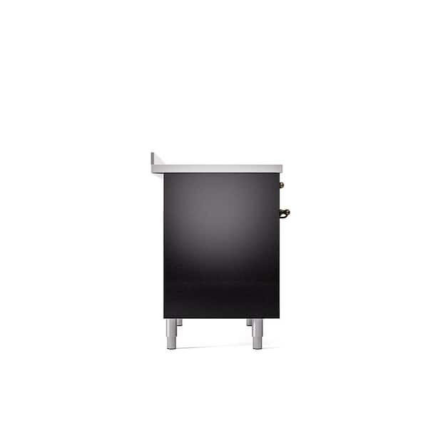 Nostalgie II 40 in. 6 Zone Freestanding Induction Range in Glossy Black with Bronze Trim