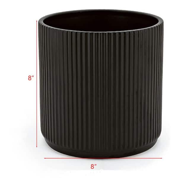 Black Ceramic Indoor/Outdoor Planter (8 in. W x 8 in. H
