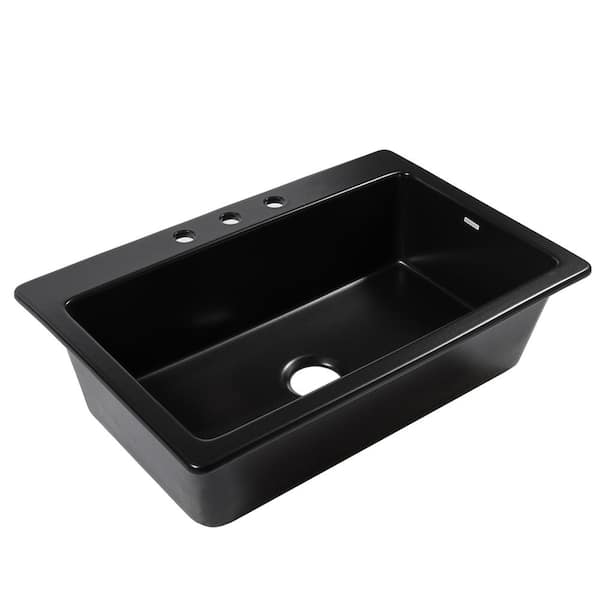 Sinkology Jackson 33 In. 3-hole Drop-in Single Bowl Matte Black 