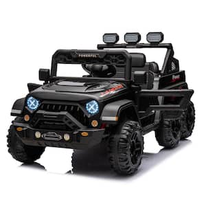 24-Volt  Ride On Large Pickup Truck car for Kids, ride On 4WD Toys with Remote Control, Assist in Driving in Black