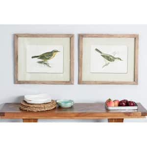 2- Panel Bird Framed Wall Art with Brown Frame 22 in. x 27 in.