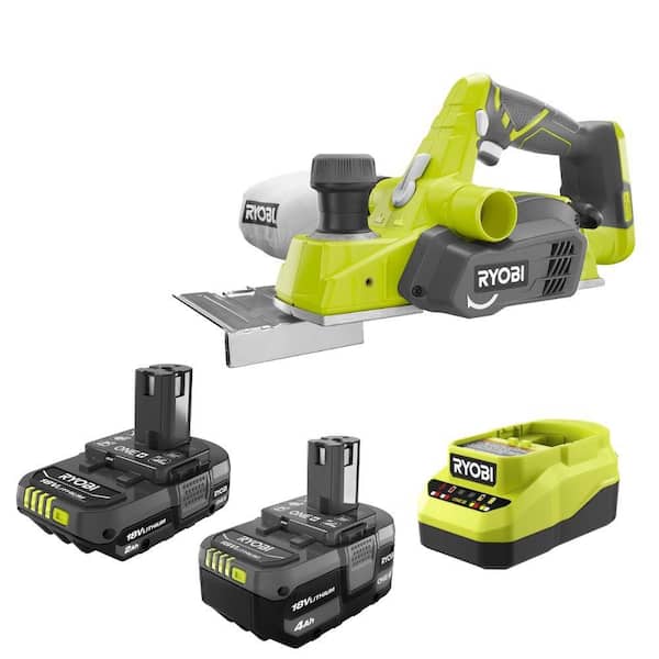 RYOBI - ONE+ 18V Cordless 3-1/4 in. Planer Kit with (1) 2.0 Ah Battery, (1) 4.0 Ah Battery, and Charger