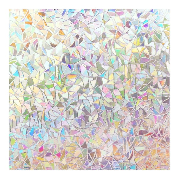 17.5 in. W x 78.7 in. L Vinyl Stickers, Heat & UV Control Film, Decorative Rainbow 3D Static Privacy Window Film Clings