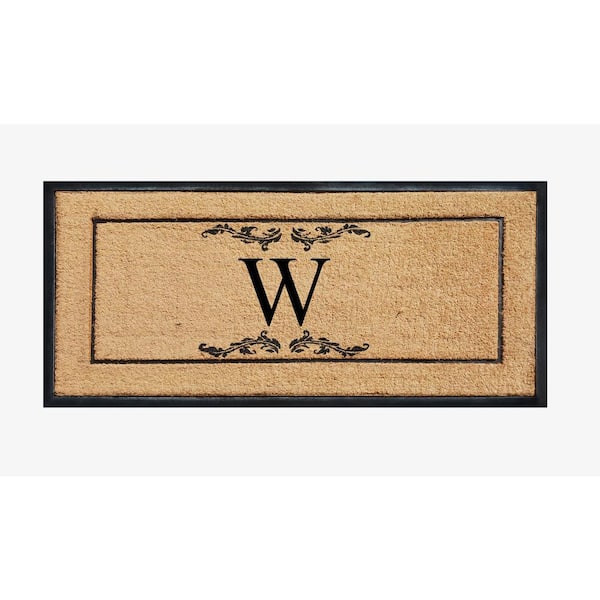 A1 Home Collections A1HC Scroll Leaf Picture Frame Black/Beige 30 in. x 60  in. Coir and Rubber Large Outdoor Monogrammed W Door Mat A1HOME200185-W -  The Home Depot