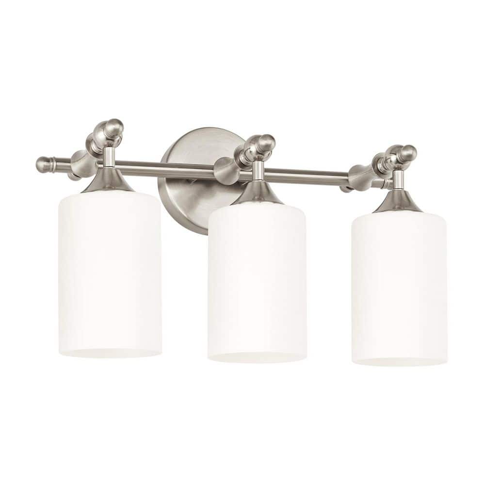 16.8 in. 3-Light Brushed Nickel Vanity Light with Frosted White Glass Shades price history on PriceWatchPro