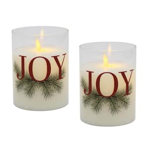 JOY Battery Operated LED Glass Candles with Moving Flame (Set of 2)