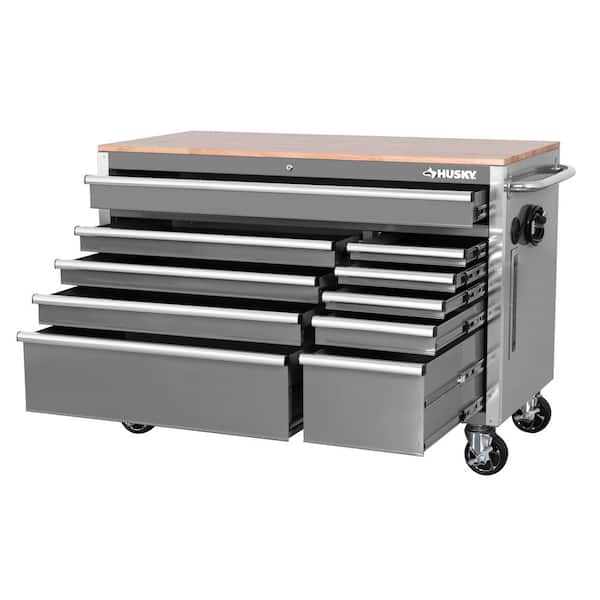 Tool Storage 52 in. W Standard Duty Gloss Gray Mobile Workbench Tool Chest