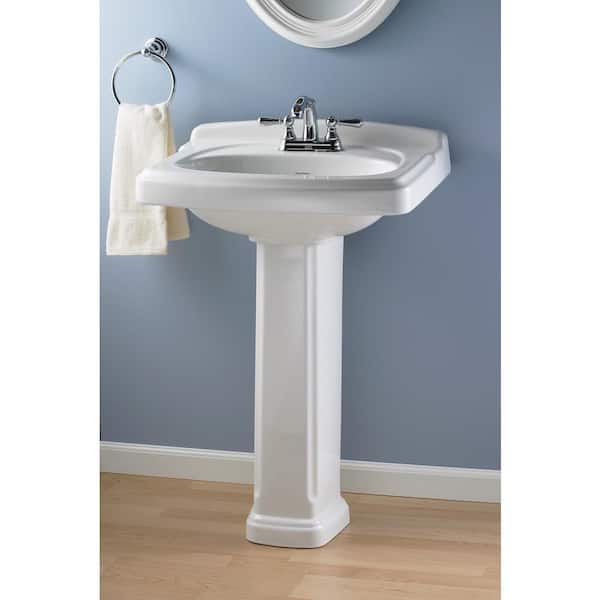 American Standard Portsmouth Vitreous China Pedestal Combo Bathroom Sink in White American Standard Portsmouth Vitreous China Pedestal Combo Bathroom Sink in White