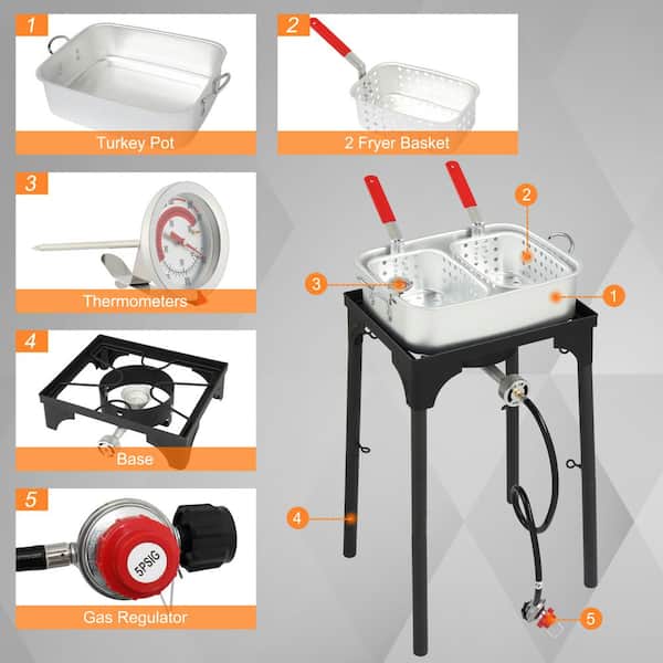 Karl home Double Fryer with 2 Baskets Propane Burners for Outdoor