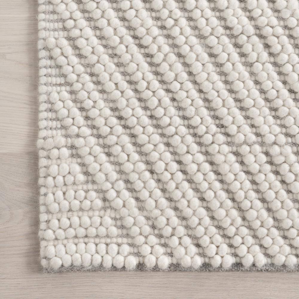 Ivory Geometric Wool 8' x 10' Rectangular Area Rug