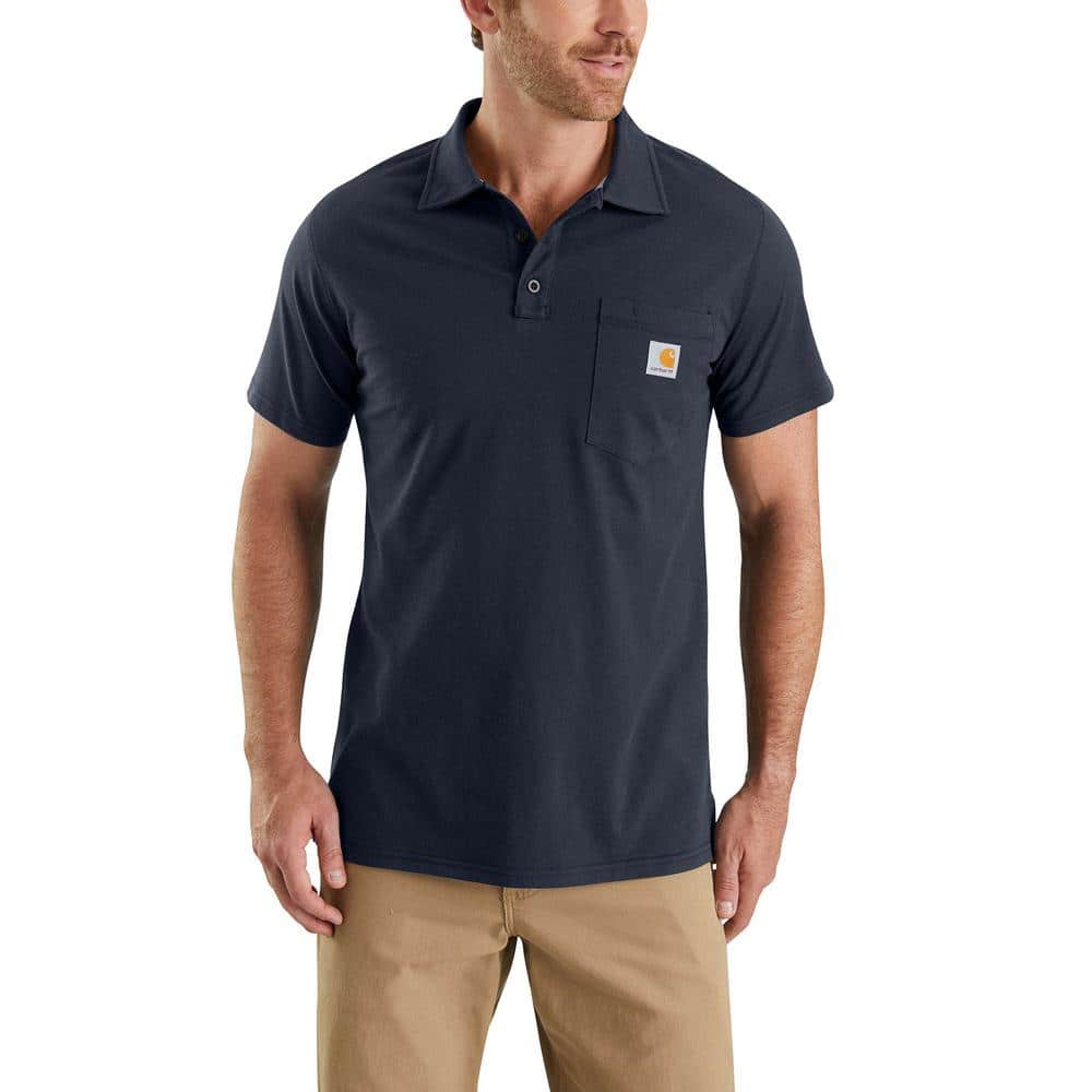 Carhartt Men's Extra Large Navy Cotton/Polyester Force Cotton Delmont ...