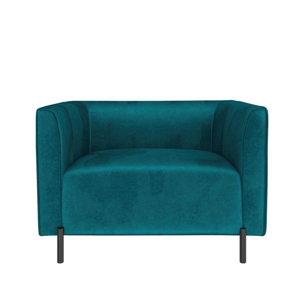 Emerald Green Velvet Accent Chair with Manufactured Wood Frame