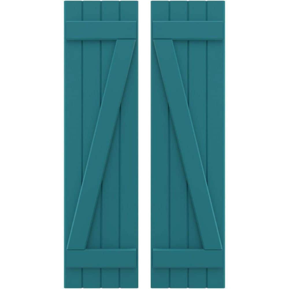 14 in. W x 63 in. H Americraft 4 Board Exterior Real Wood Joined Board and Batten Shutters with Z-Bar Antigua price history on PriceWatchPro