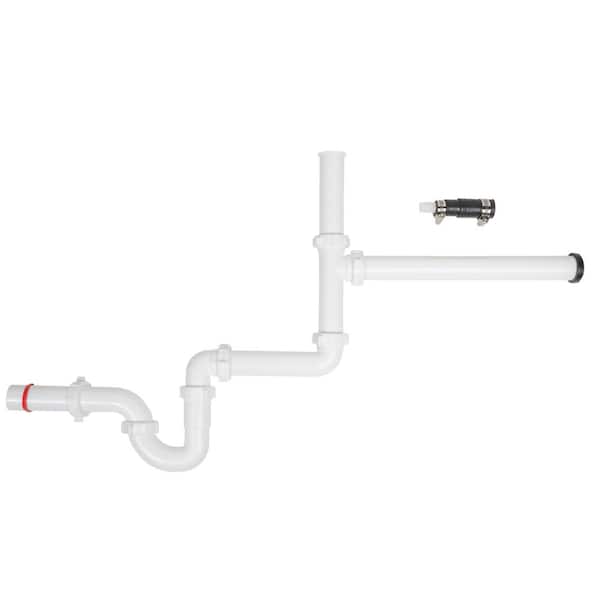 Oatey 1-1/2 in. White Plastic Slip-Joint Garbage Disposal Install Kit with Dishwasher Garbage Disposal Connector